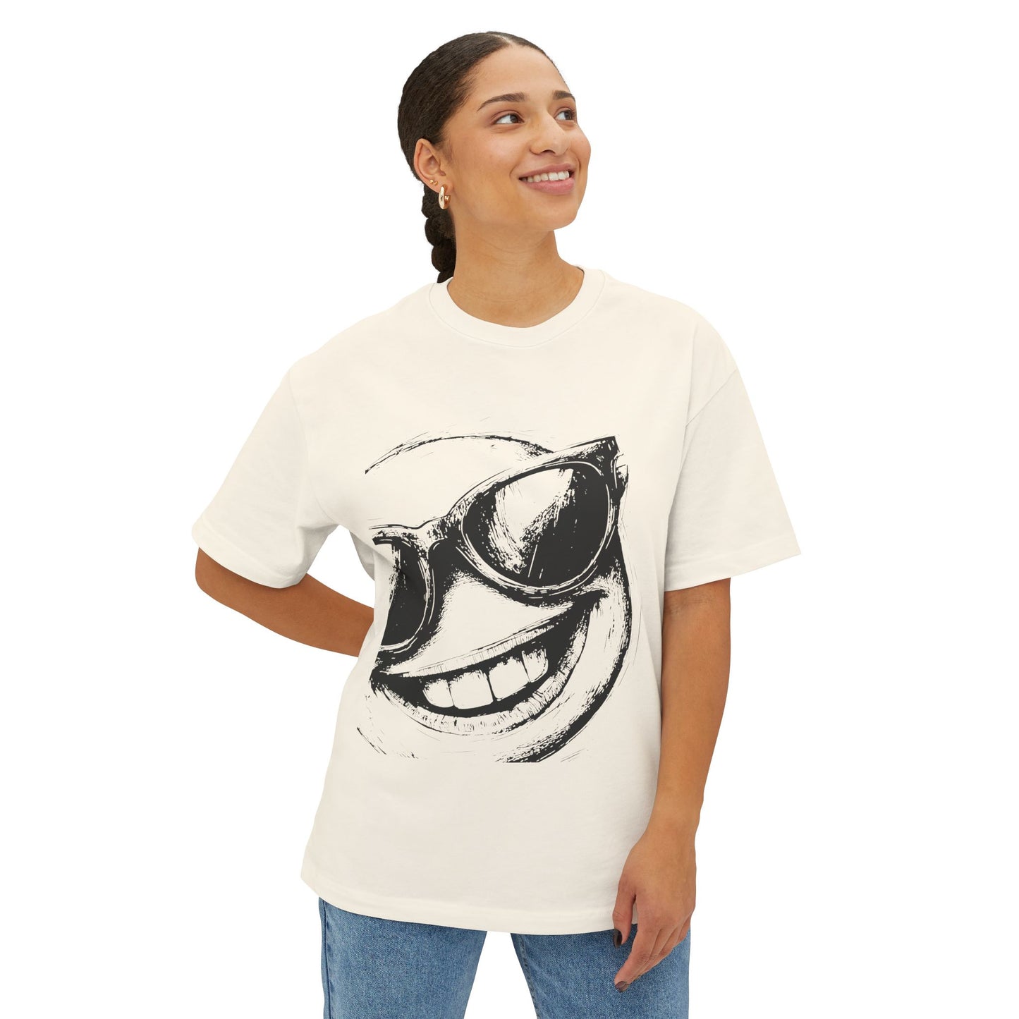 Smiley Vibes Oversized Boxy Tee